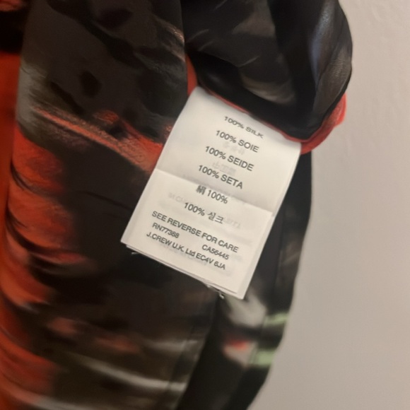 J Crew 100% Silk Keyhole Ladder Stitch Blouse 0 black red blue watercolor floral - Picture 5 of 5